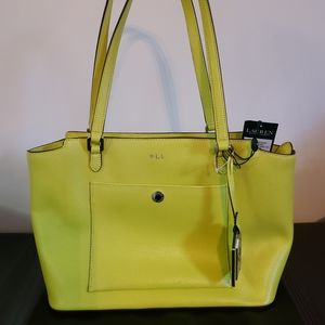 Ralph Lauren leather handbag, Citron color